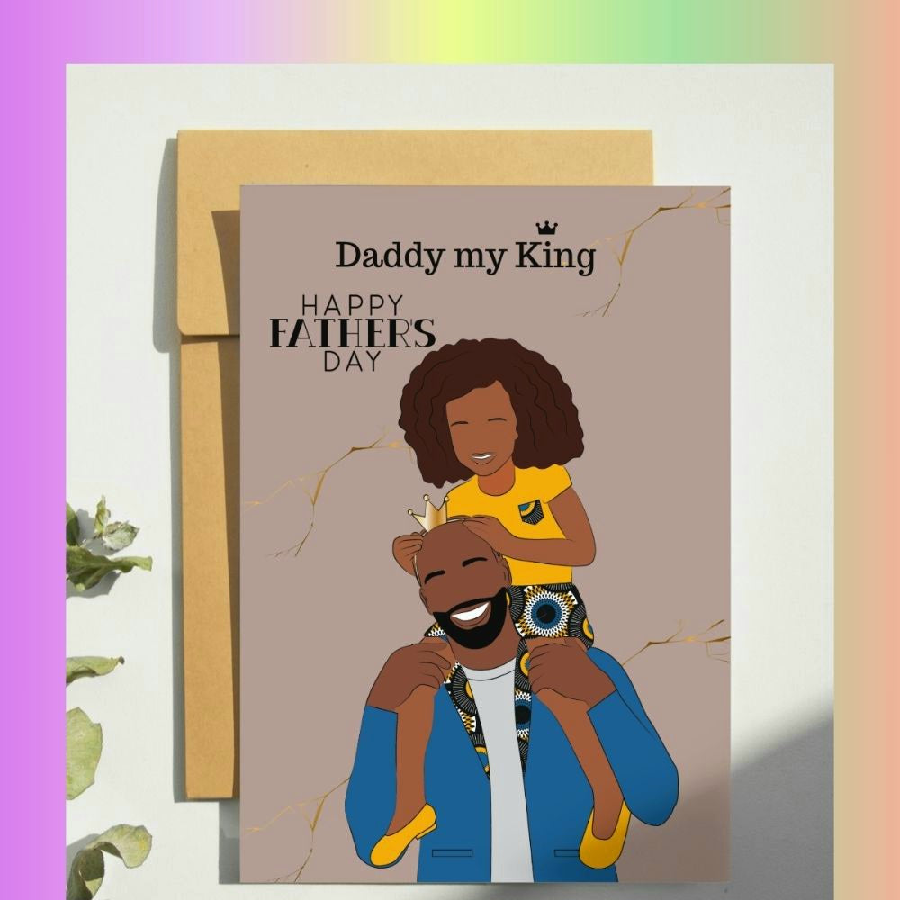 UK Greetings Vatertagskarte Für Papa Von Tochter – Nostalgisches Design Mit Goldfolie & Herz-Edelstein