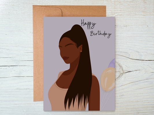 Black girl afro bun birthday card