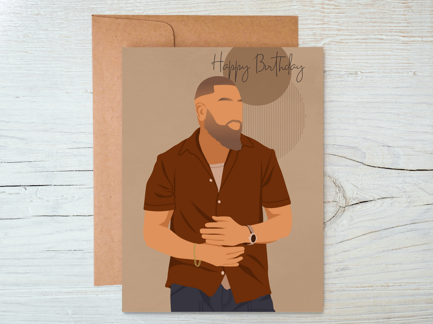 Black Bearded Man Birthday Greetings Card