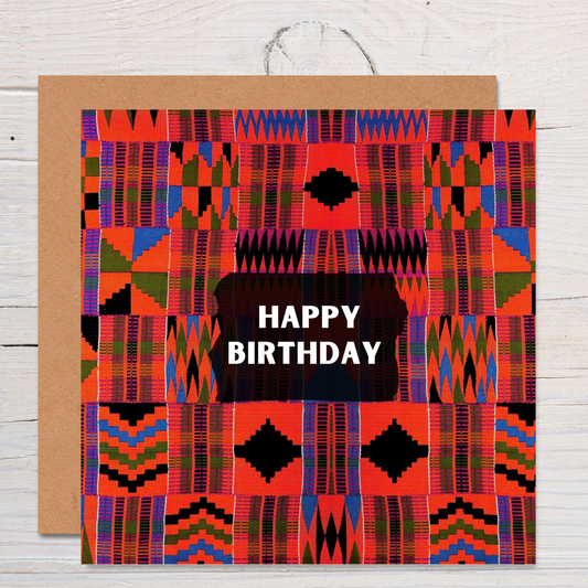 Red Kente Pattern Birthday Card