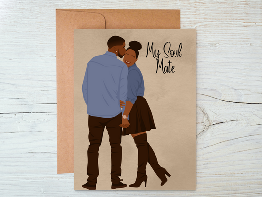 My Soul Mate/ Black Couple Valentines Day Anniversary Card