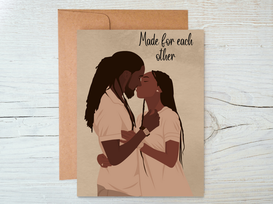 Black Couple/Made For Each Other Valentines Day Anniversary Card
