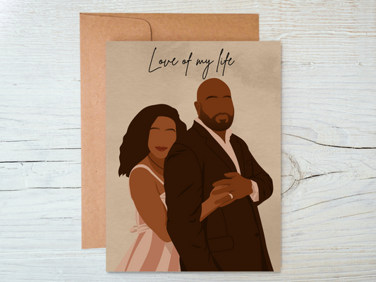 Black Couple/ Love of My Life Valentines Day Anniversary Card