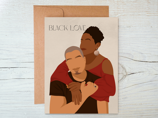 Black Love Mixed Raced Couple Closeness Valentines Day Anniversary Card
