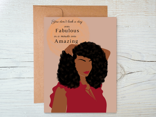 Black Woman Light Skinned Afro Woman Birthday Card - Cards for Women