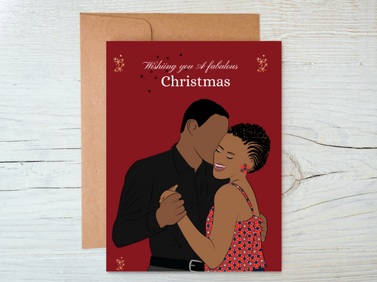 Happy Black Love Couple Christmas Wishes Card