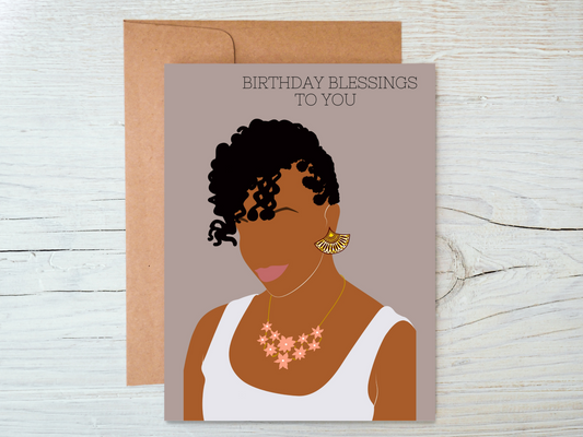 Black Woman Greeting Card, Light Skin, Mixed Race - Cards for Women