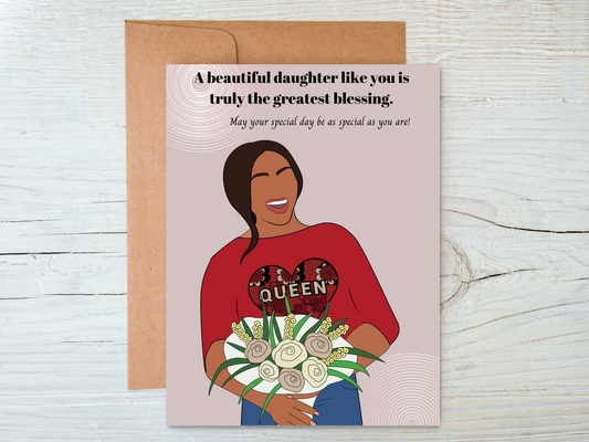Black Woman Daughter Birthday Card Black Beautiful Queen Smiling Woman