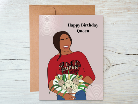Black Woman / Girl Birthday Card Black Beautiful Queen - Card for women