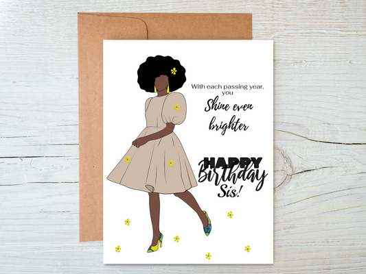 Black Woman Sis/ Sister Birthday Card For  - Cards for Women