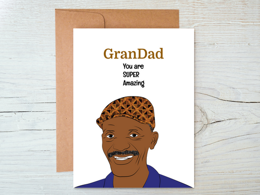 Super Amazing Grandad, Black Grandad, Father’s day, Birthday. Cards for Men