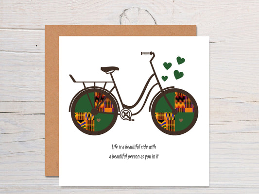 Life Is A Beautiful Ride Bicycle Afrocentric Birthday Greeting Card