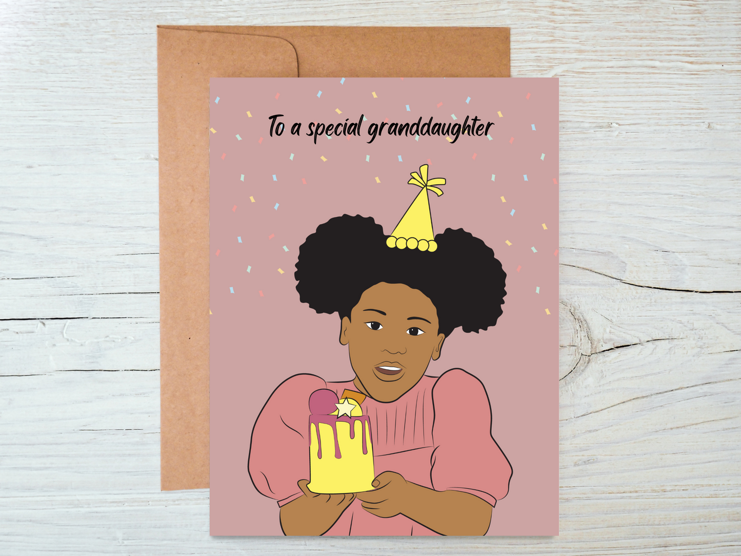 Granddaughter Happy Birthday Card, Black Girl Greeting Card