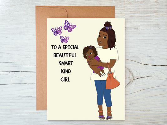 Little Black Girl With Doll Affirmation Greeting Card
