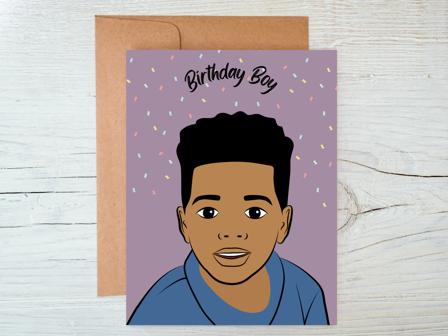 Little Black Boy Happy Birthday Card, Black Boy Greeting Card
