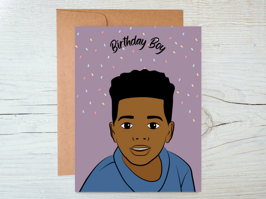 Little Black Boy Happy Birthday Card, Black Boy Greeting Card