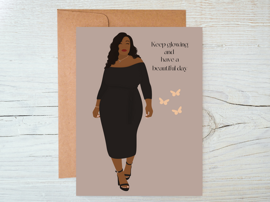 Black woman keep glowing greeting card