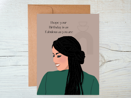 Black Woman With Braids Birthday Card