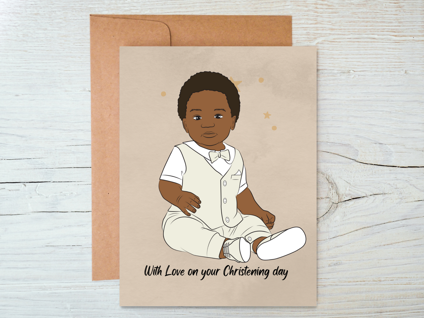 Black Baby Christening Cards