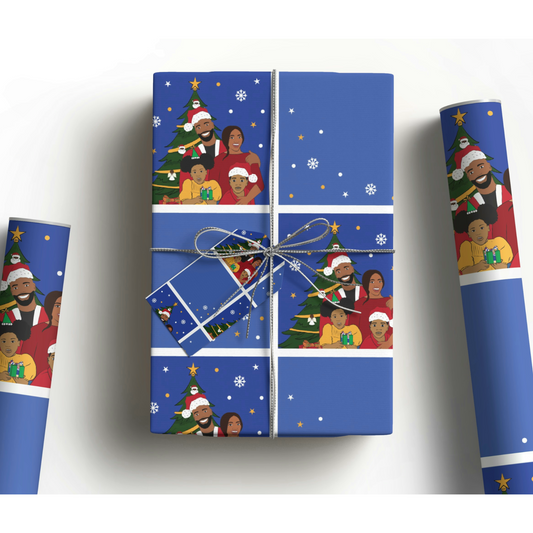 Black Family Christmas Gift Wrapping paper