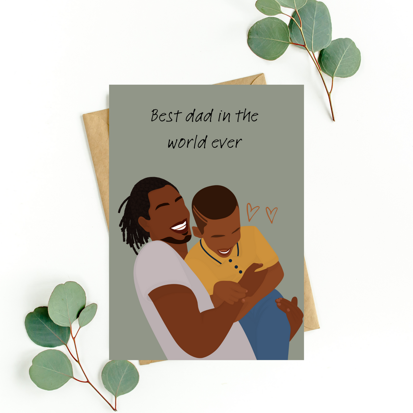 dad and son black fathers day card