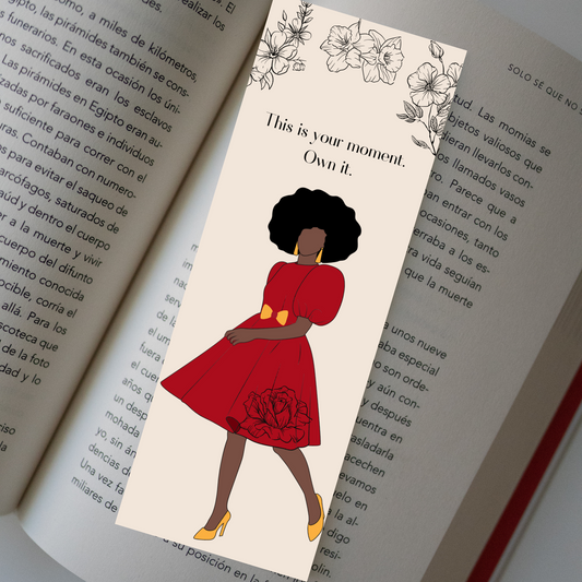 Black Woman Bookmark, Afro Woman in Red, - Stationery