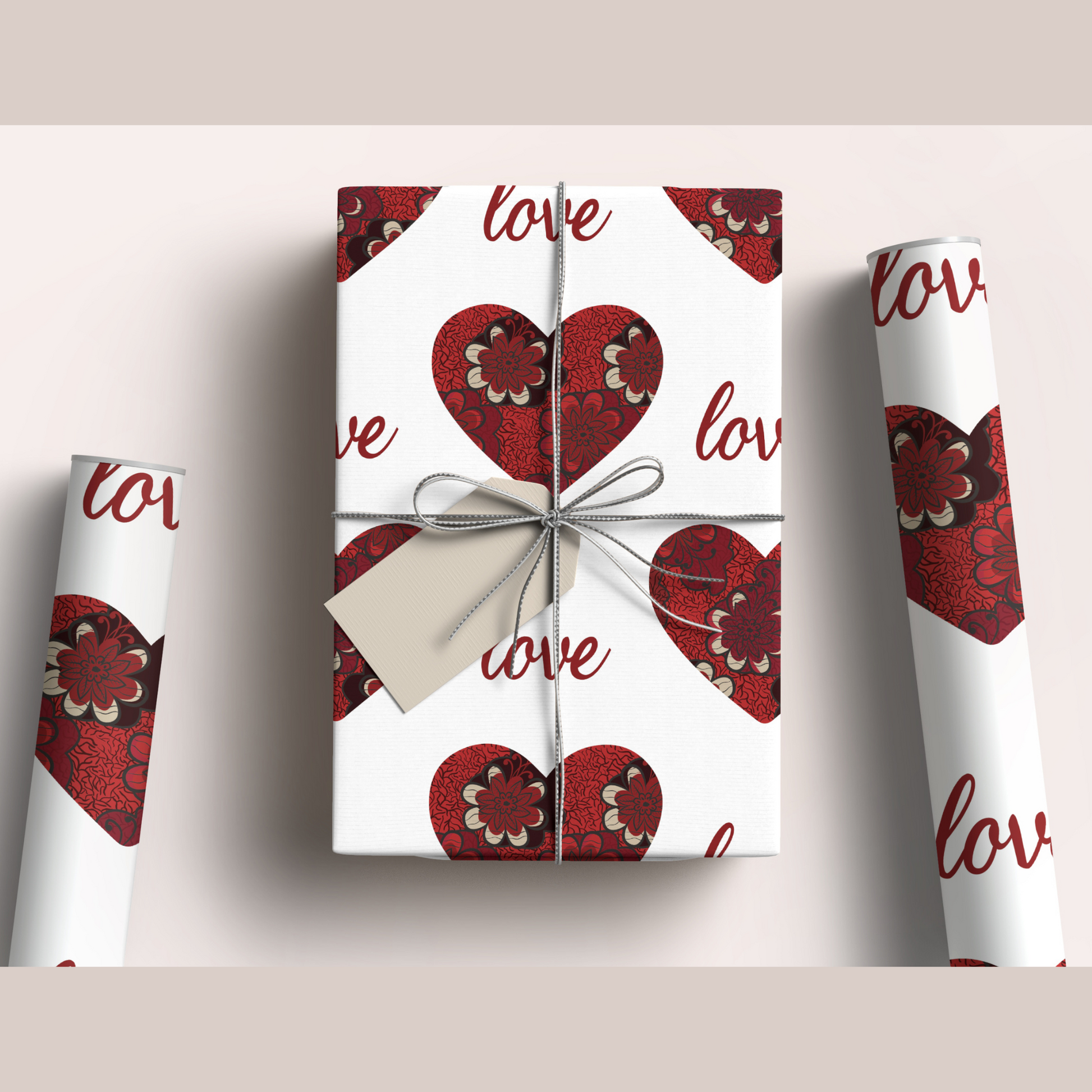 Love heart gift wrap valentines