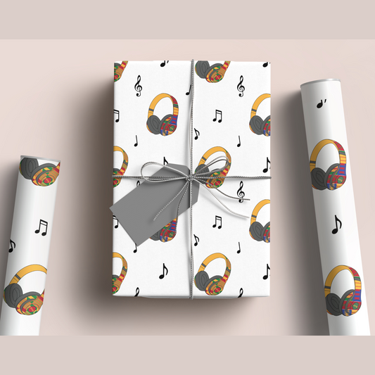 Kente Print Headphone Wrapping Paper - Gift Wrapping