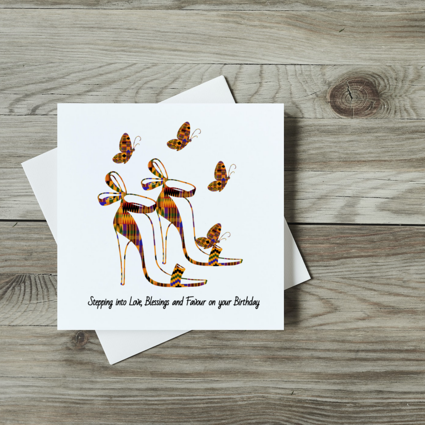 Stepping Into Love African Kente Print Birthday Card- Cards for Women