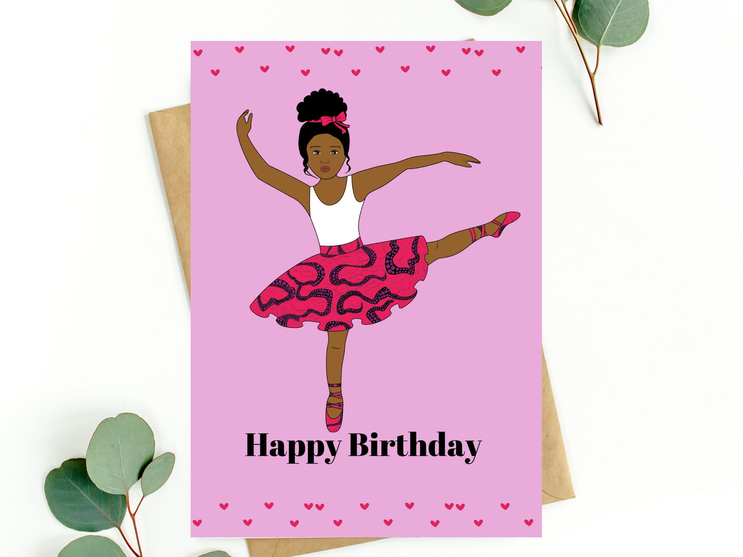 Black Little Girl Ballerina Birthday Card- Cards for Children