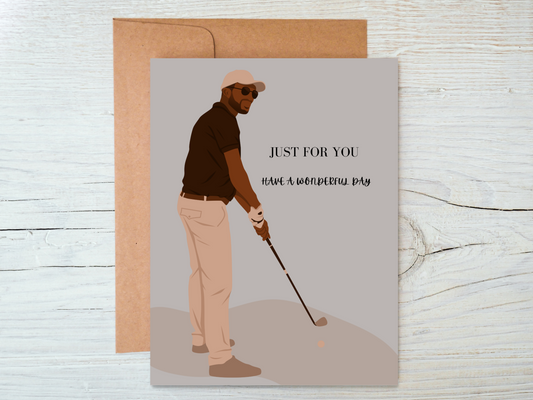 Black Man Play Golf Father's Day/Birthday Card
