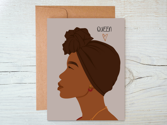 Black Woman Queen In Head Wrap Birthday Card