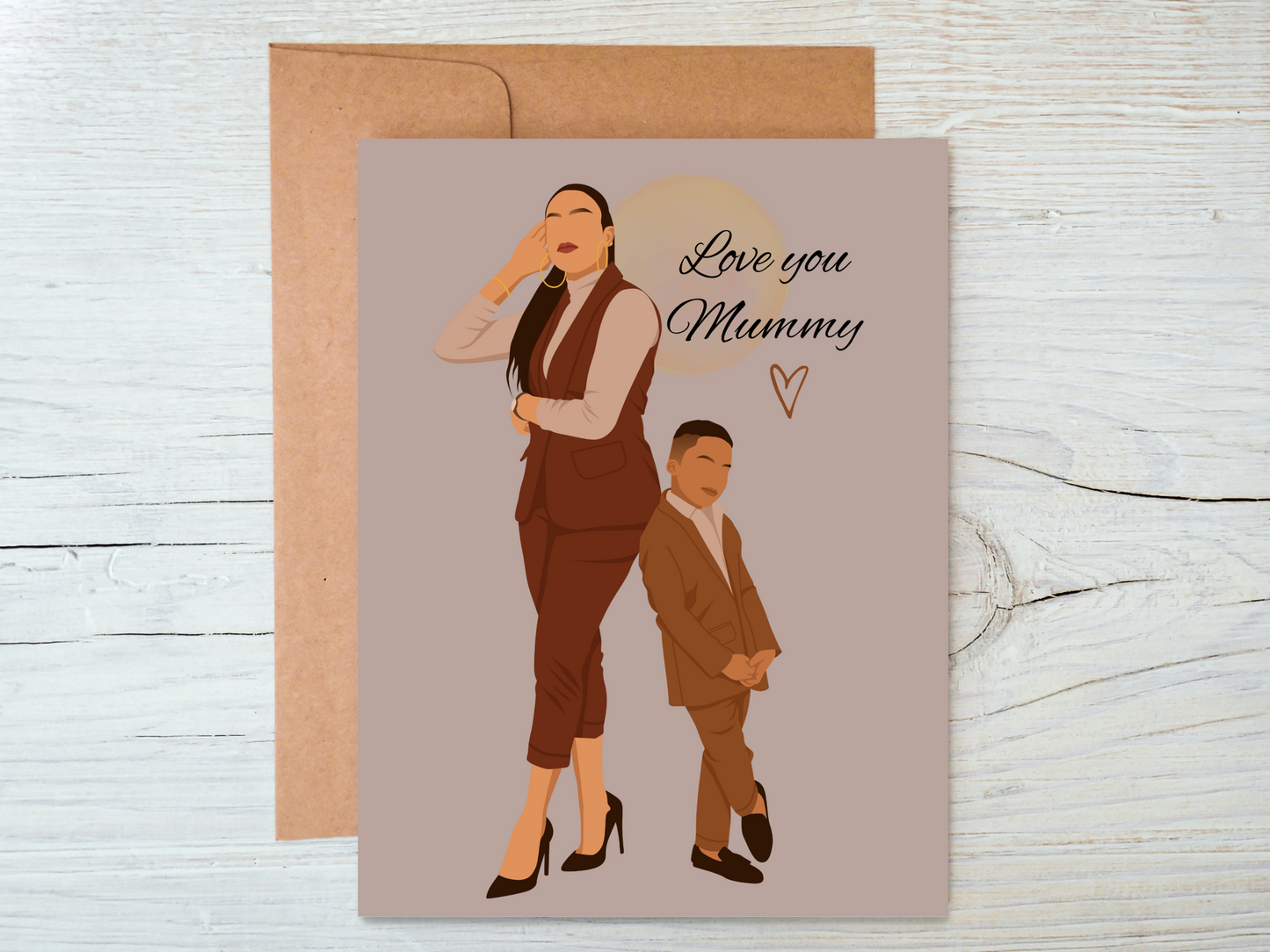 Black Mum And Young Son Mother's Day Card.