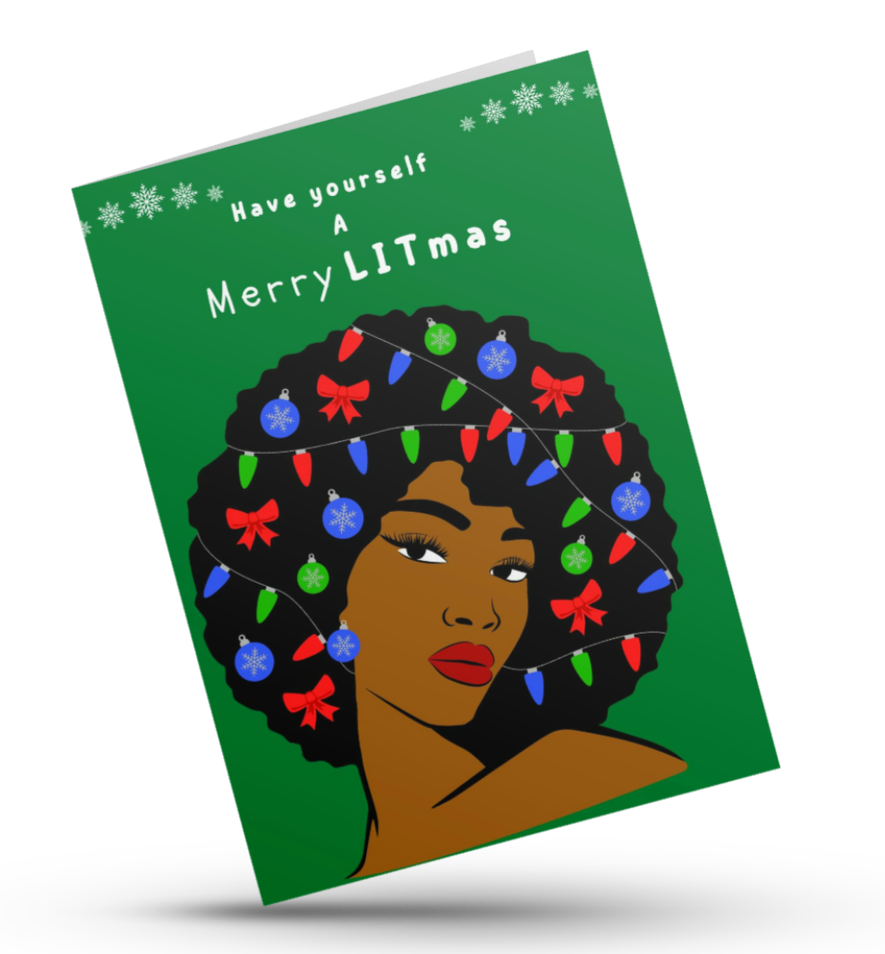 Afro Black Girl Merry Litmas