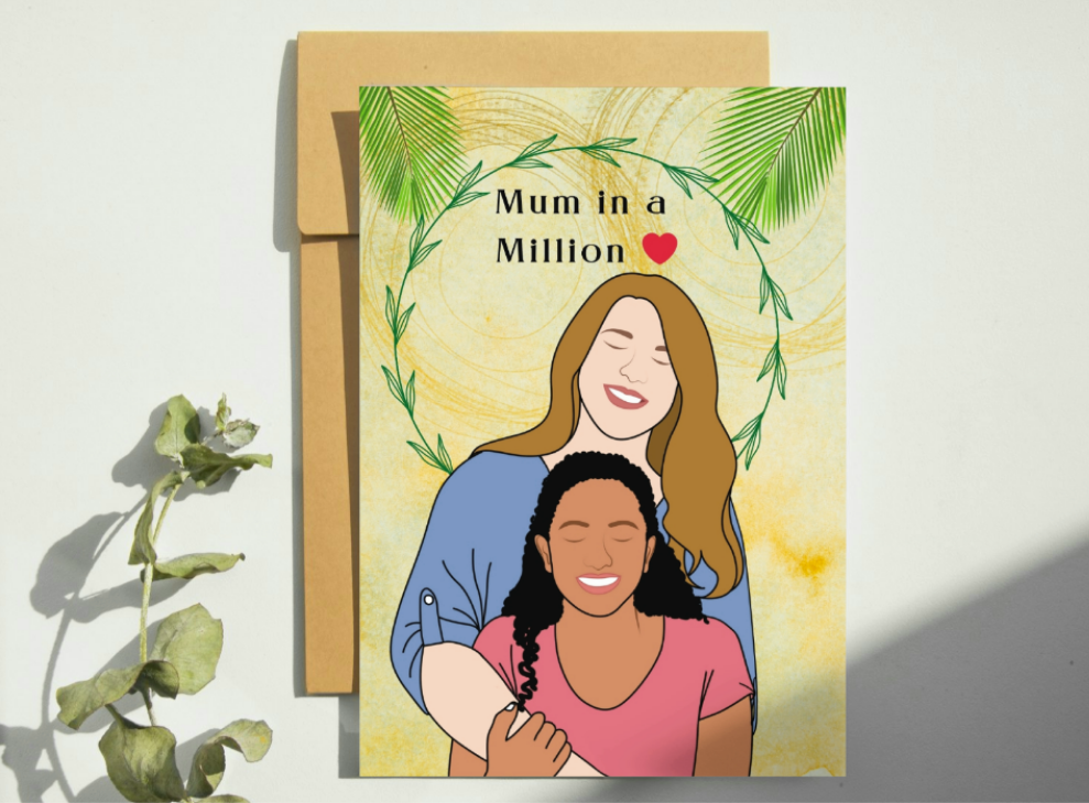 Mum and Young Mixed Race Daughter Greeting Card