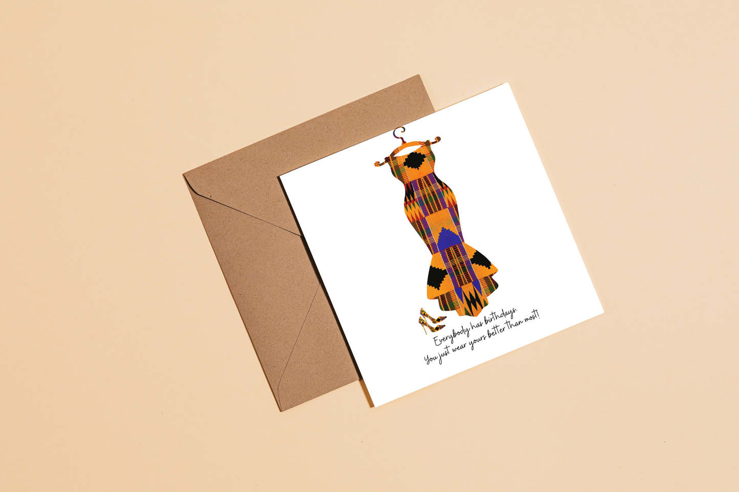Kente Print Dress Birthday Card
