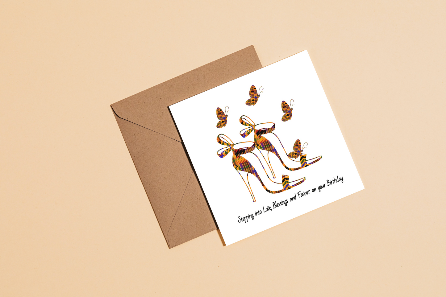 Stepping Into Love African Kente Print Birthday Card- Cards for Women