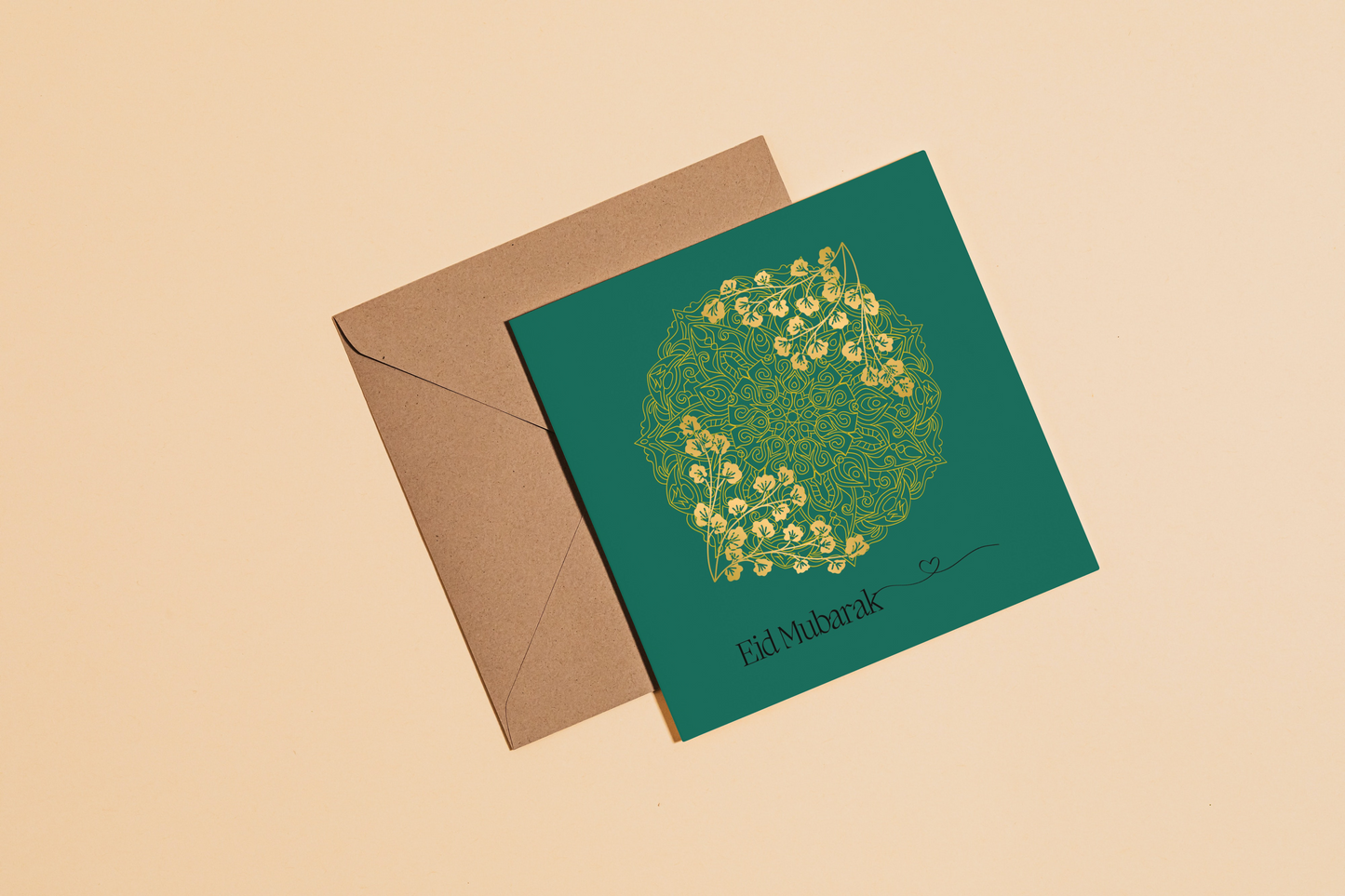 Eid Mubarak Luxury Green and Gold Greeting Card