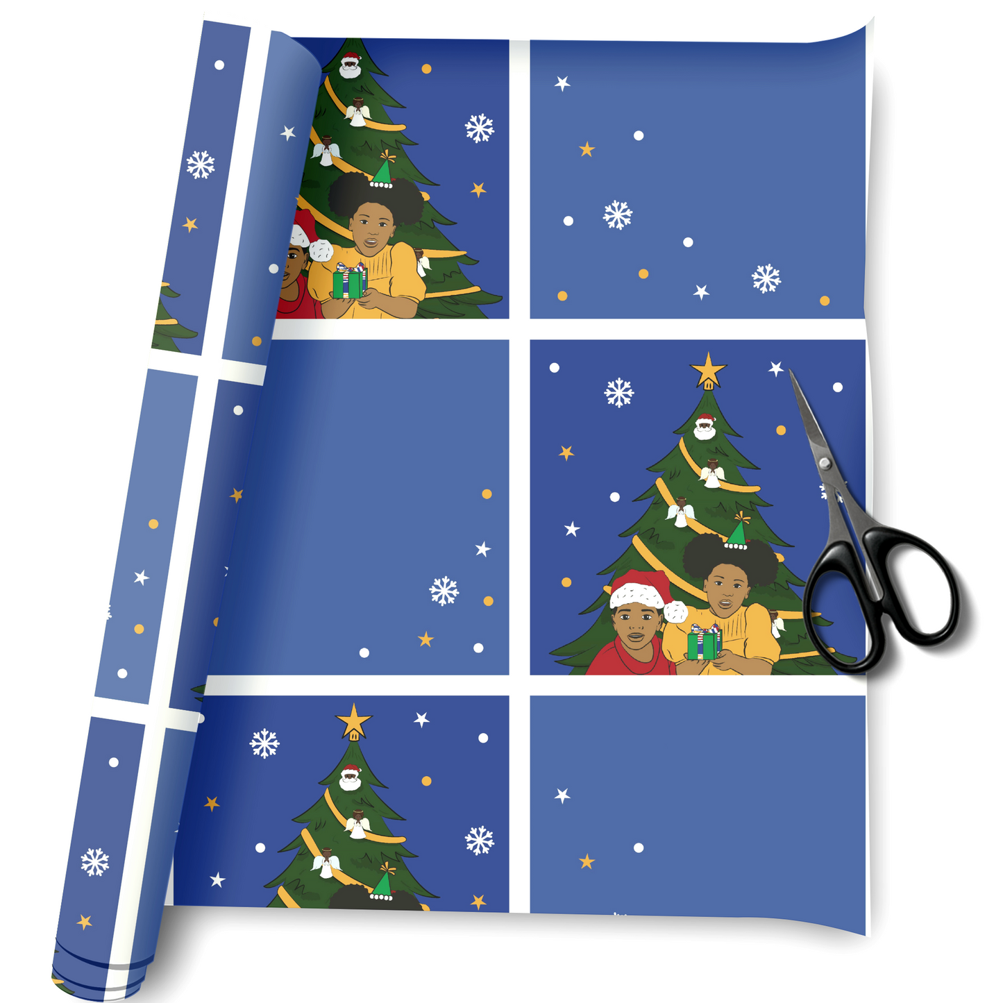 Black Boy/Girl Christmas Gift Wrapping paper