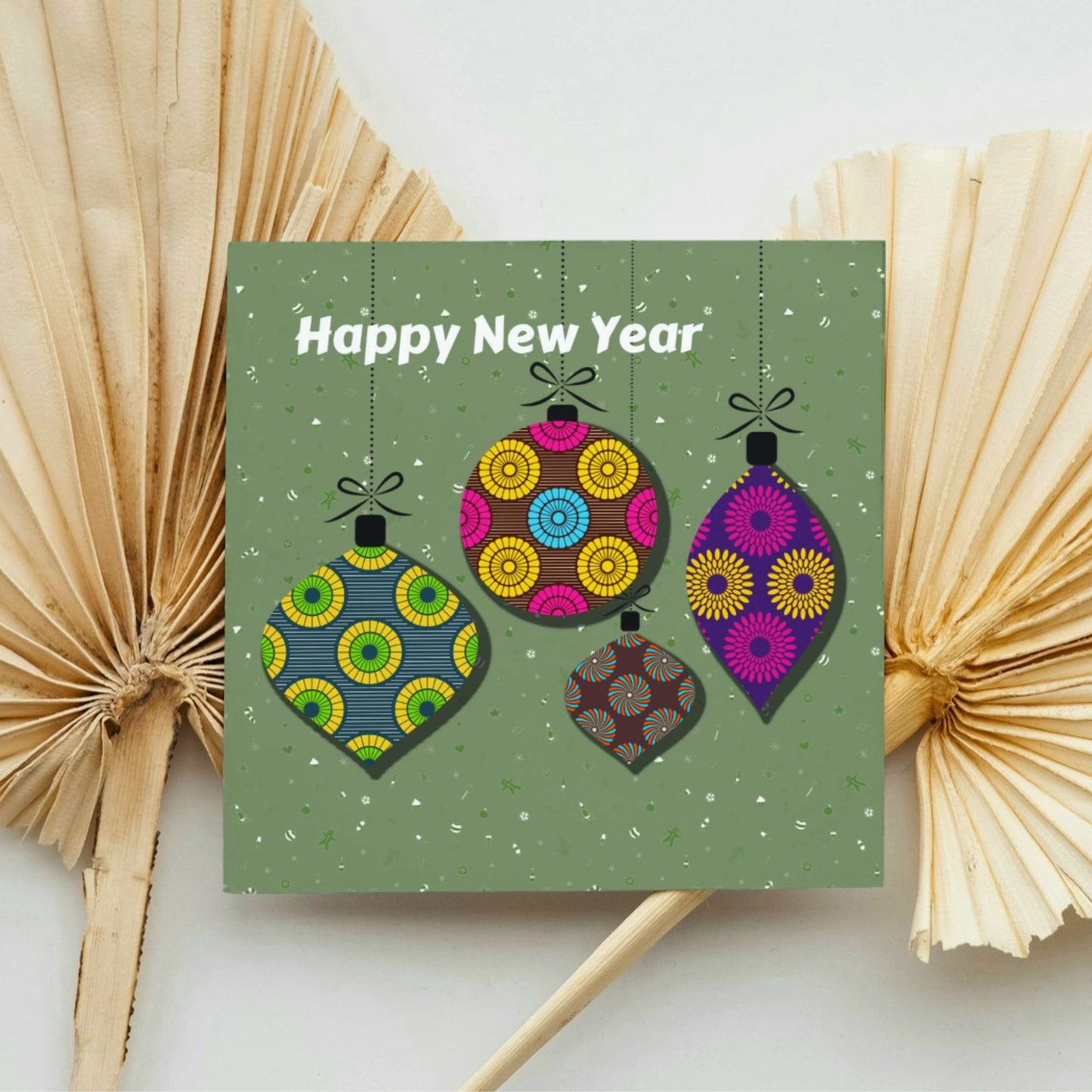 Happy New Year African Baubles Card