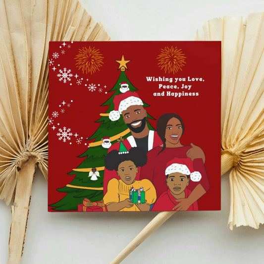 Black Afro-Caribbean Family Christmas Card