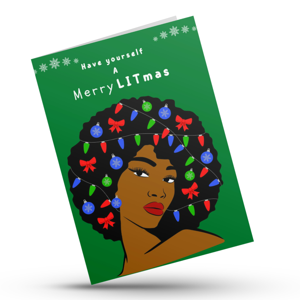 Afro Black Girl Merry Litmas
