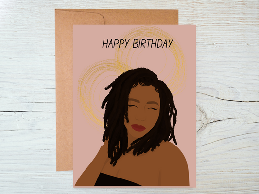 Happy Birthday Black Woman Locs Card - Cards for Women
