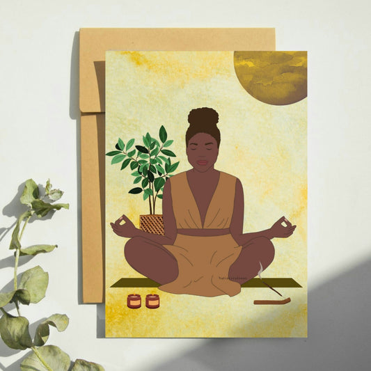 Meditating Woman Card