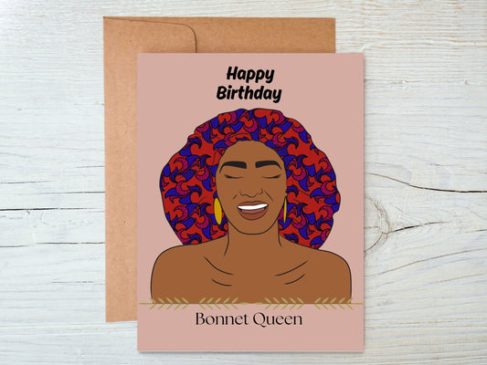 Black woman birthday card. Bonnet Queen humour card diversecards Black greeting cards