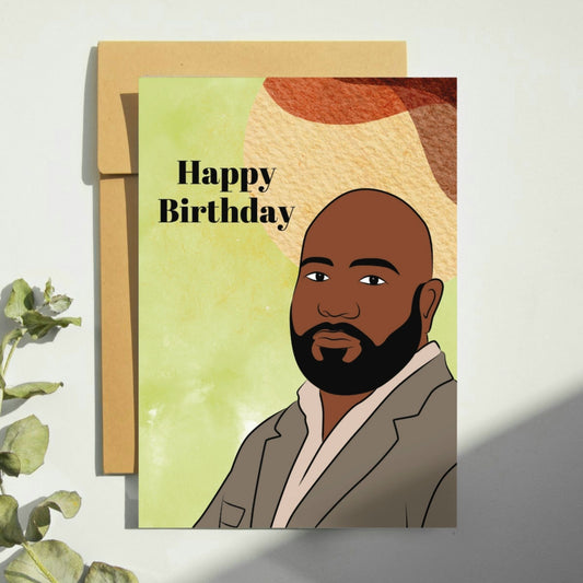 Bald Black Male Kyan |Man Birthday Card