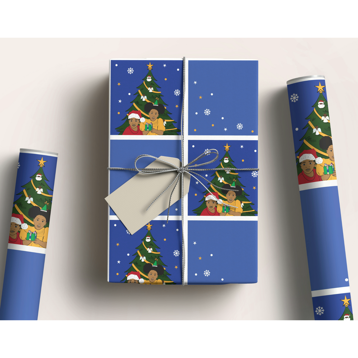 Black Boy/Girl Christmas Gift Wrapping paper