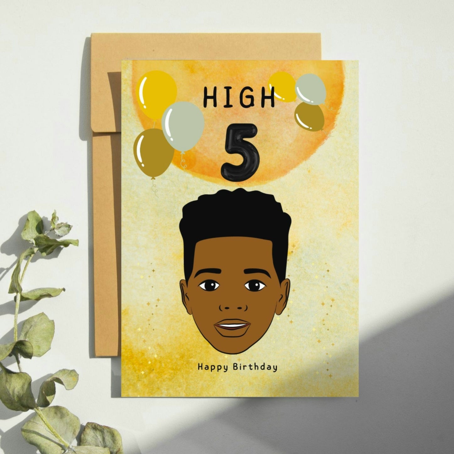 High 5 Black Boy Birthday Card
