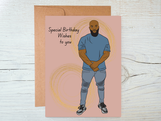 Nathaniel Black Fitness Bald Man Greeting Card