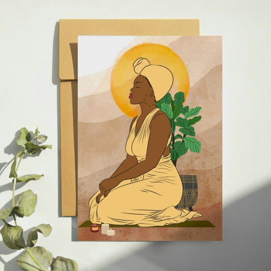 Peace And Love Yoga Woman Card